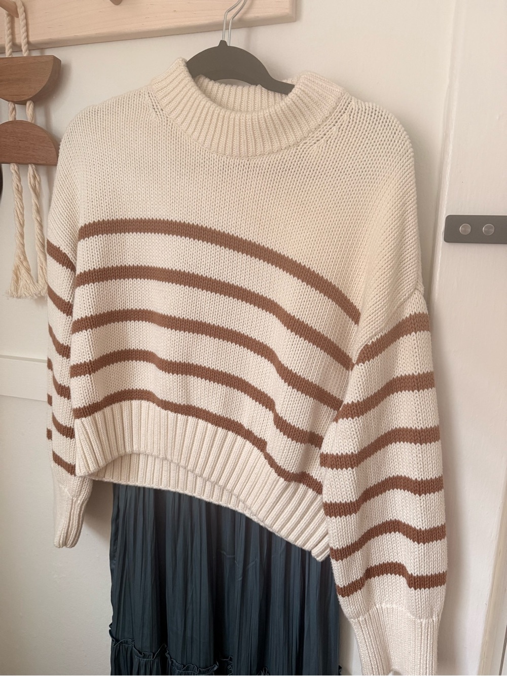 Tuckernuck x Studio McGee Cream & Mocha Striped Crewneck Sweater - Picture 2 of 5